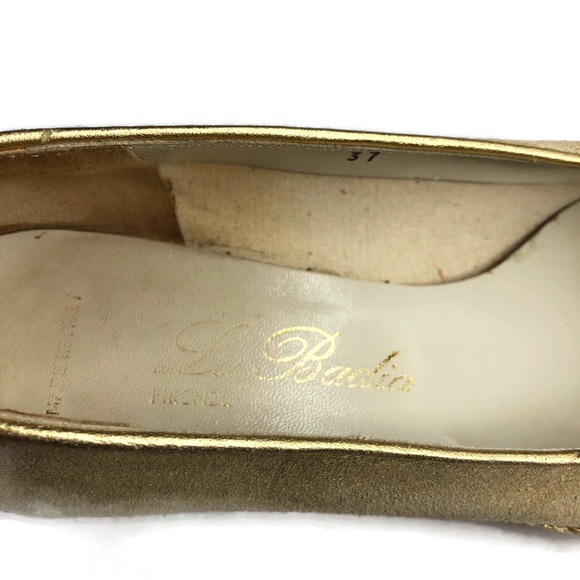 Vintage La Badia Gold Espadrilles Wedges 7 37 made in Italy - Picture 7 of 12